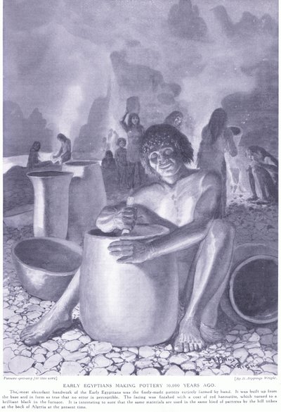 Antico egiziano che fa ceramica 10.000 anni fa, c.1920 da Henry Charles Seppings Wright